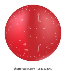 Red Ball in pixel art design. Vector illustration. Isolated Ball in flat style