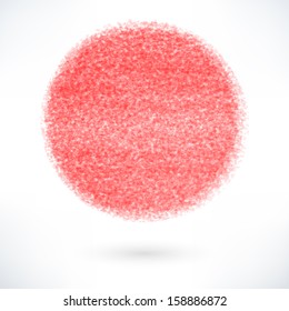Red ball with the texture of old paint. Abstract empty shape with gray drop shadow isolated on white background. Quickly and easy repaint it in any color. Vector illustration design element 10 eps