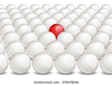 Red ball within white ones. 