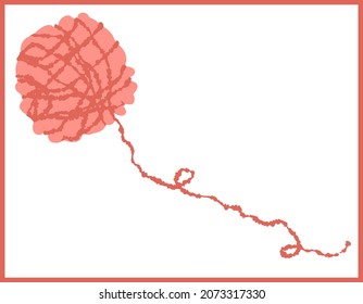 Red ball of yarn, hand-drawn rough illustration