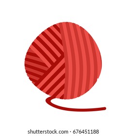 Red ball of yarn Threads. bundle of wool for knitting isolated