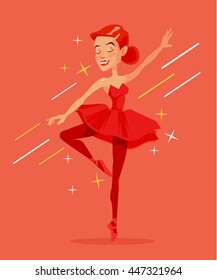 Red ballerina. Vector flat cartoon illustration