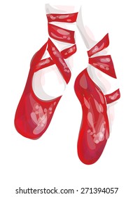 Red ballet pointe shoes. Vector illustration