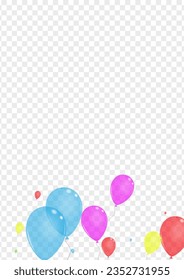 Red Ballon Background Transparent Vector. Balloon Fun Design. Yellow Concept. Purple Toy. Confetti Symbol Frame.