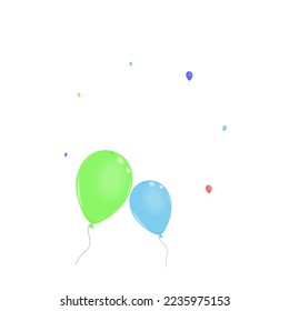 Red Ballon Background White Vector. Baloon Decoration Illustration. Green Fest. Pink Air. Flying Wedding Design.