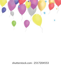 Red Ballon Background White Vector. Flying Love Card. Green Celebrate. Bright Surprise. Toy Rubber Banner.