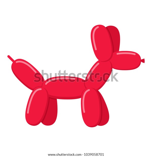 白い背景に赤い風船犬 かわいいバブルの動物の犬のおもちゃで 平らに ベクターイラスト のベクター画像素材 ロイヤリティフリー