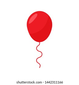 Red ballon isolated on white background. Concept of cheerful party, amusement and birthday celebration. Flat style trendy modern logo design vector illustration