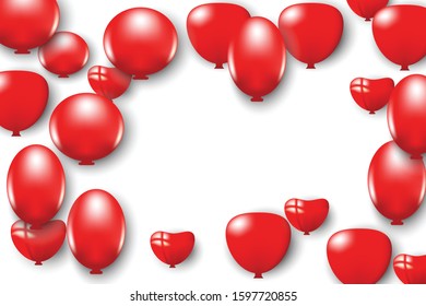 red ballons and concept design template valentine's day and happy new year , transparent background Celebration.