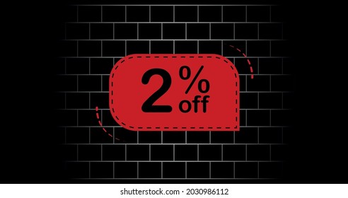 Globo rojo 2% de descuento - fondo de ladrillo negro.