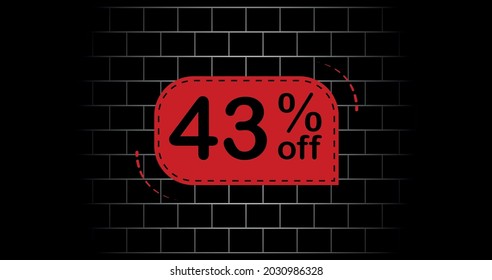 Red balloon 43% off - black brick background.