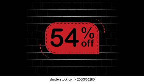 Red balloon 54% off - black brick background.