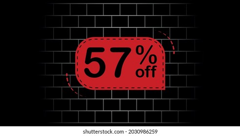 Globo rojo con un 57% de descuento - fondo de ladrillo negro.