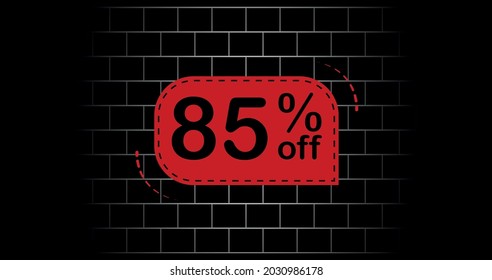 Red balloon 85% off - black brick background.