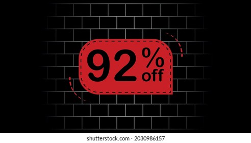 Red balloon 92% off - black brick background.