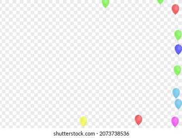 Red Balloon Background Transparent Vector. Air Entertainment Frame. Purple Sphere. Green Helium. Toy Jubilee Banner.