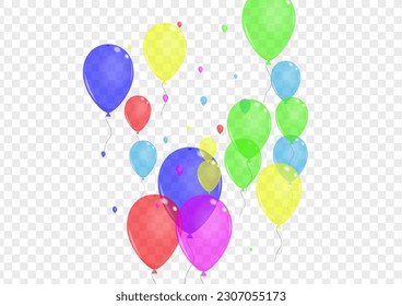 Red Balloon Background Transparent Vector. Confetti Fly Design. Bright Event. Purple Helium. Toy Streamers Template.