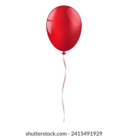 Red Balloon. Balloons for Party, Birthday, Celebration or Anniversary. Vector Illustration.