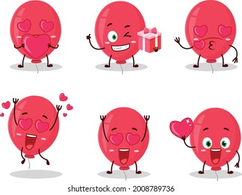 Red balloon cartoon character with love cute emoticon. Vector illustration
