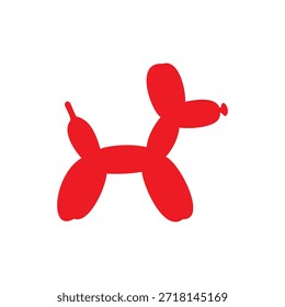 Roter Ballon Hund Silhouette Vektor flache Illustration Design.