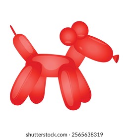 Red balloon dog vector design. Fun and playful balloon animal illustration for parties, celebrations, kids events, birthday themes, festive decorations, toy graphics, and entertainment projects.