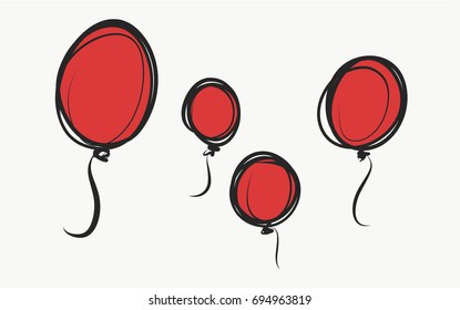 Red Balloon Drawing Logo Vector