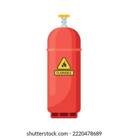 Red Balloon with Explosive Gas, Bio Liquid or Gas Hazard Transport Container. Dangerous Chemicals, Danger Transportation Chemics Tank, Flammable Explosive Substance. Cartoon Vector Illustration