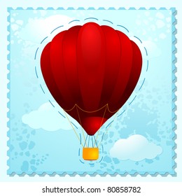Red balloon in flight, vector
