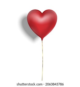 Red balloon in form of heart on light. Vector illustration. Eps 10.
