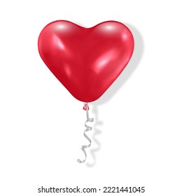 Red balloon in form of heart on white background balloon in form of heart in realistic style Vector format