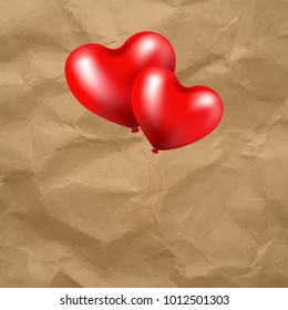 Red Balloon Heart In Transparent Background With Gradient Mesh, Vector Illustration