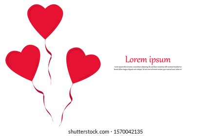 Red balloon hearts isolated on white background 