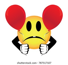 red balloon holding sad face.vector illustrations