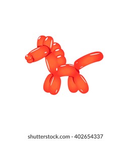 Red Balloon Horse Realistic Vector Illustration Isolated On White Background
