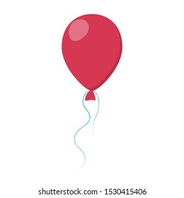 Red balloon icon. Birthday party decoration element, helium balloon. Colorful round object. Isolated vector illustration in flat style