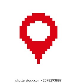 Red balloon icon with pixel design. white central highlight. vibrant and unique digital art.