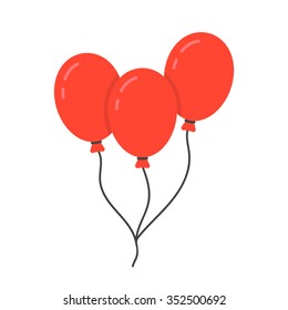 red balloon icon with rope. concept of happy valentine day, recreational, recreation park item, festival, toy. isolated on white background. flat style trend modern logo design vector illustration