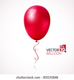 Red balloon. Illustration with the ball on a light background.