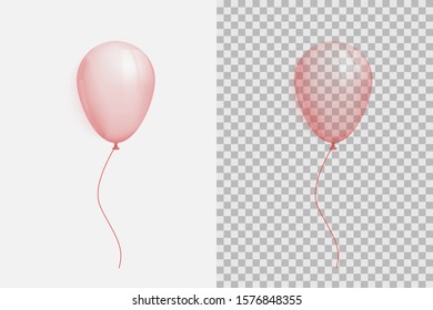 Red balloon isolated on background. Transparent ball for the holiday.