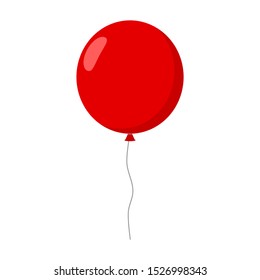 red balloon isolated on white background for decorative celebration party banner or greeting card. vector illustration
