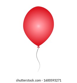 Red balloon isolated on white background. Inflatable ball. Glossy realistic red helium balloon for Birthday party, anniversary, Holiday, Valentines day and celebrations event design. 