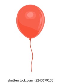 Red balloon isolated on white background. Template for Valentine, Birthday, Anniversary greeting card, postcard, invitation, banner, poster, web design. Hand Drawn realistic vector illustration
