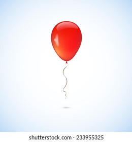 Red balloon isolated on white background, vector illustration.