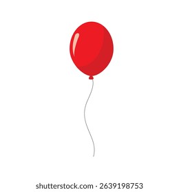 Red balloon isolated on white background. Vector element for Birthday or Black Friday Sale greeting card concept. Vector illustration.