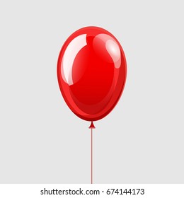 Red Balloon. Isolated vector air ball.