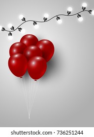 Red balloon and light bulb with copy space