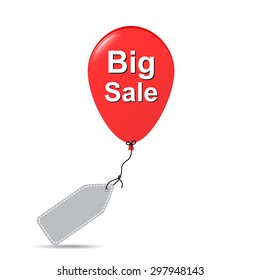 Red balloon made for sale and discount concept, Price tag