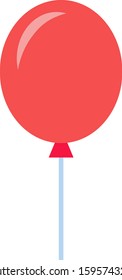 Red balloon on a rope vector flat icon isolated on white