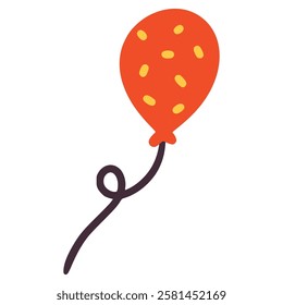 Red balloon party doodle, illustration, simple, minimalist, hand-drawn, playful, clean, cute, aesthetic and friendly