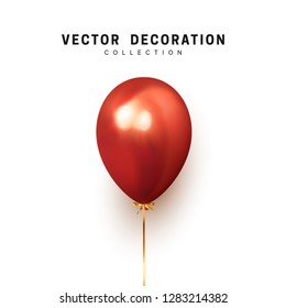 Red balloon realistic design. holiday object isolated

